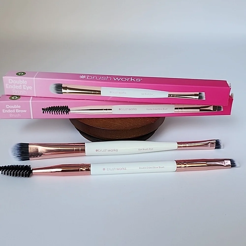 Brush Works Set - Double Ended Eye Brush & Double Ended Brow Brush